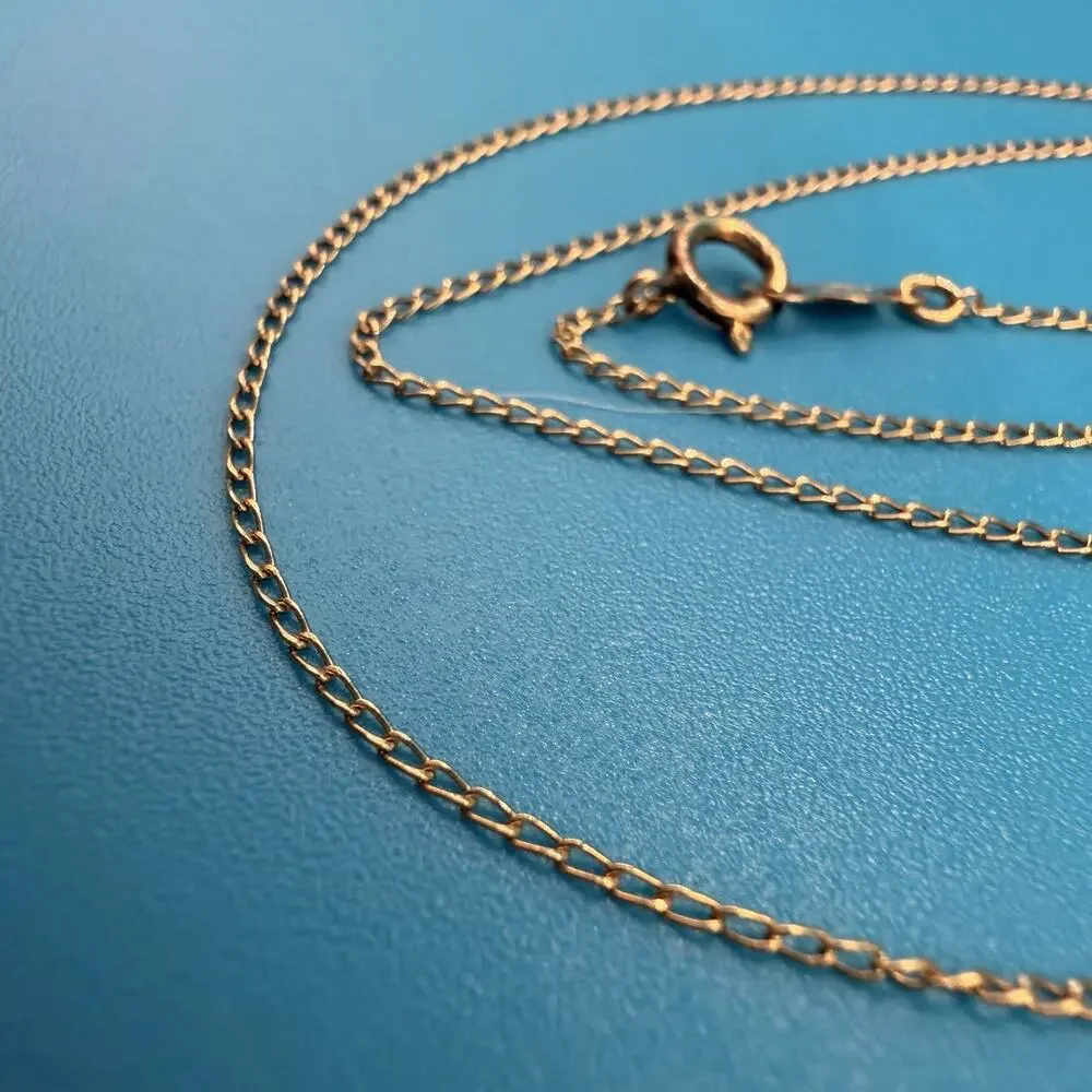 Vintage 14K Yellow Gold Fine Curb Link Chain Necklace 16